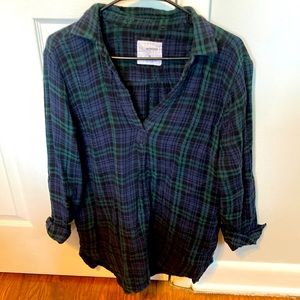 SONOMA Green & Blue Plaid Top M
